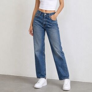 Levi's Women Blue Relaxed Straight Medium Wash Cotton Denim Jeans Size W31 X L30